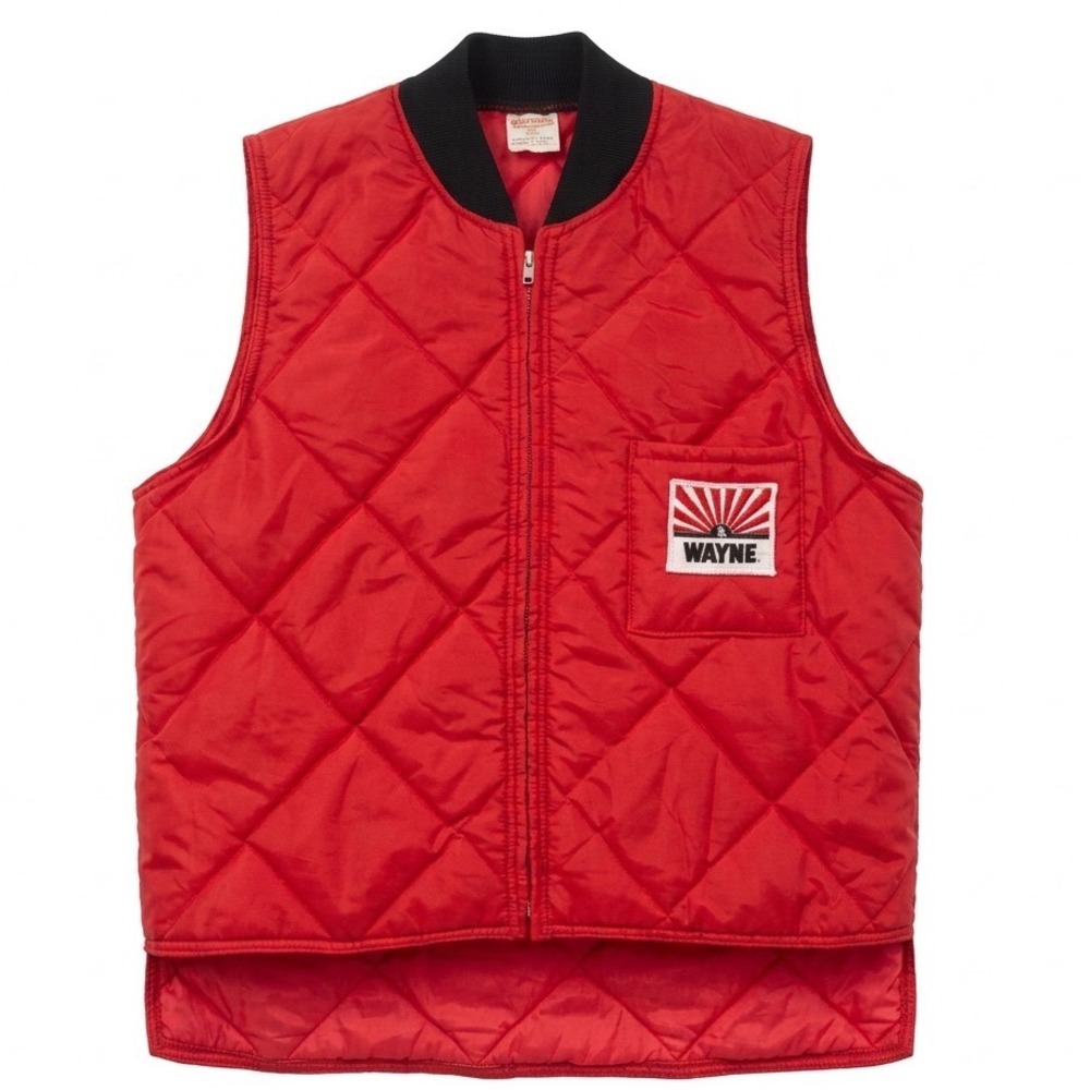 Vintage 70s Tamarack Wayne Feeds Quilted Vest Red Puffer Chore Farm Work Trucker